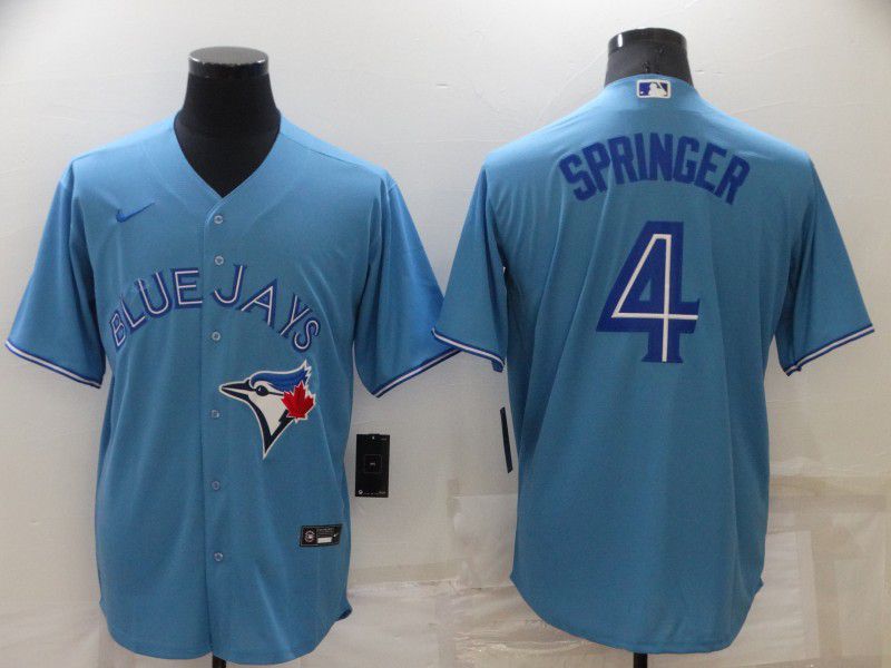 Men Toronto Blue Jays #4 Springer Light Blue Game Nike 2022 MLB Jerseys